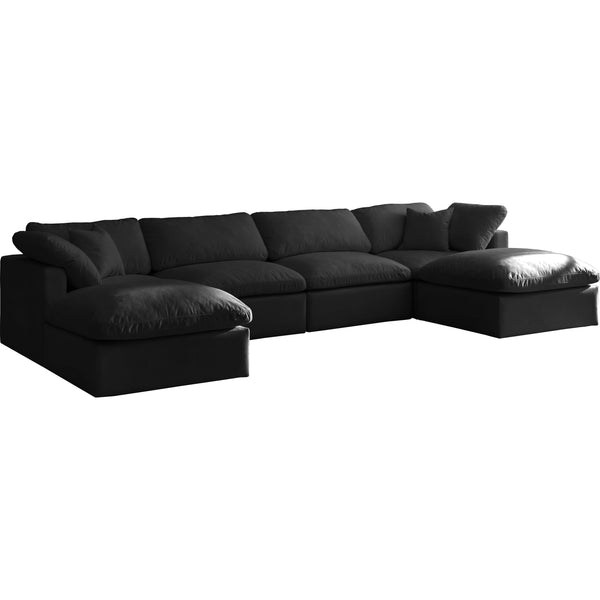 Meridian Plush Black Velvet Standard Comfort Modular Sectional IMAGE 1