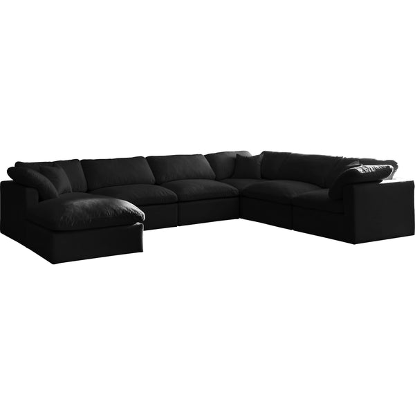 Meridian Plush Black Velvet Standard Comfort Modular Sectional IMAGE 1