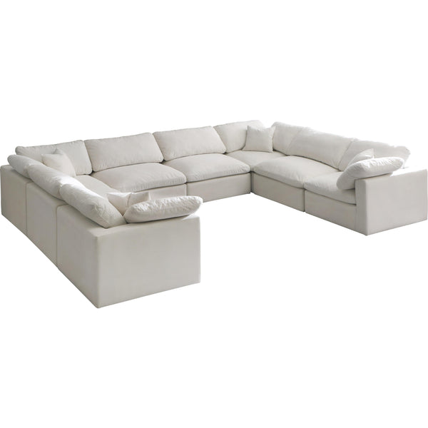 Meridian Plush Cream Velvet Standard Comfort Modular Sectional IMAGE 1