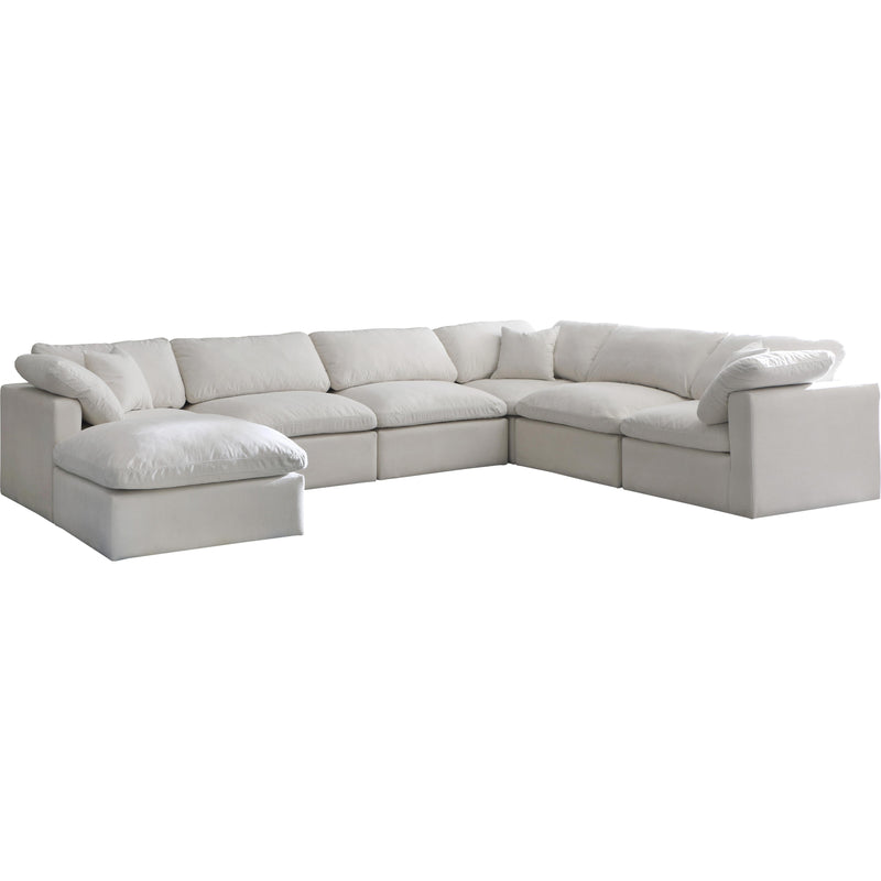 Meridian Plush Cream Velvet Standard Comfort Modular Sectional IMAGE 1