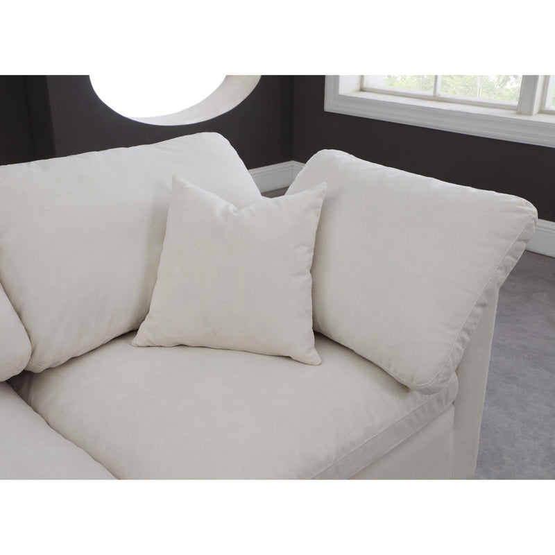 Meridian Plush Cream Velvet Standard Comfort Modular Sectional IMAGE 6