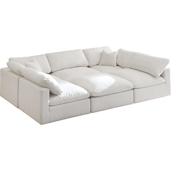 Meridian Plush Cream Velvet Standard Comfort Modular Sectional IMAGE 1