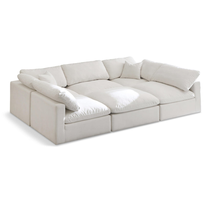Meridian Plush Cream Velvet Standard Comfort Modular Sectional IMAGE 1