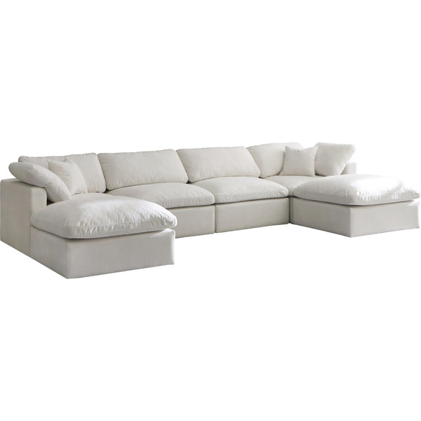 Meridian Plush Cream Velvet Standard Comfort Modular Sectional IMAGE 1