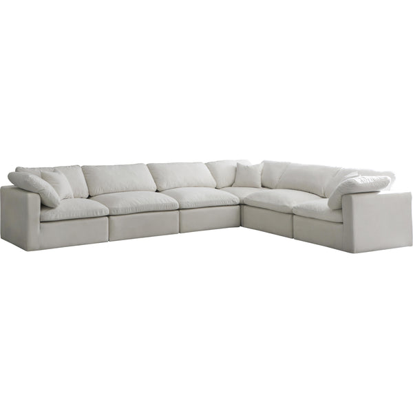 Meridian Plush Cream Velvet Standard Comfort Modular Sectional IMAGE 1