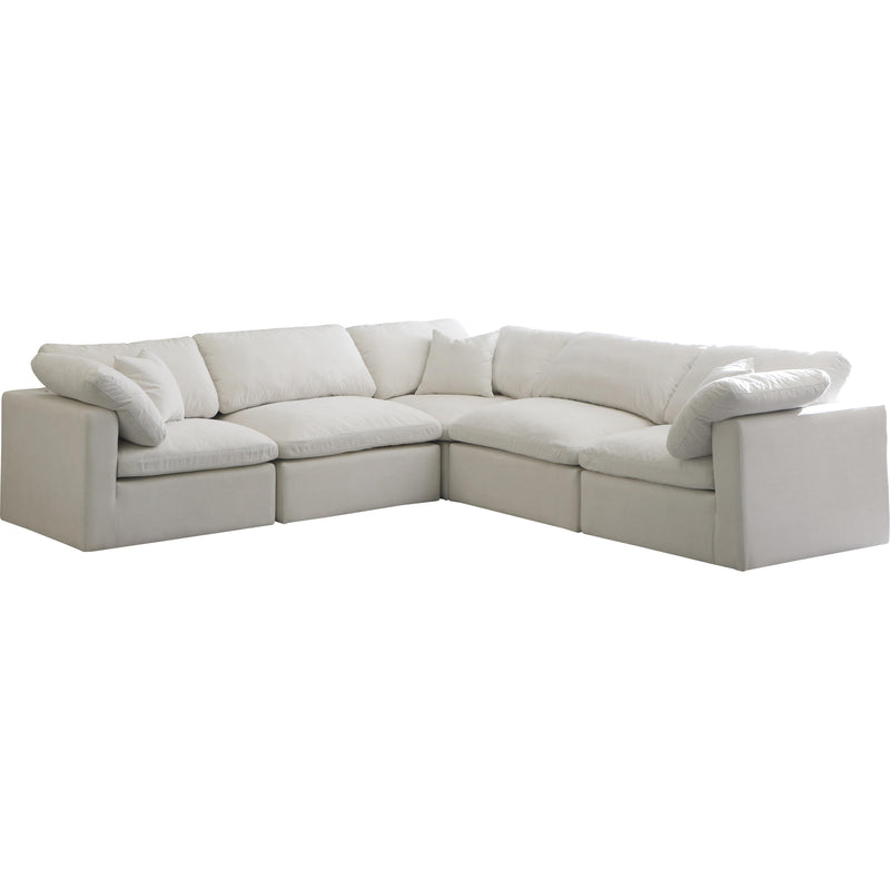 Meridian Plush Cream Velvet Standard Comfort Modular Sectional IMAGE 1