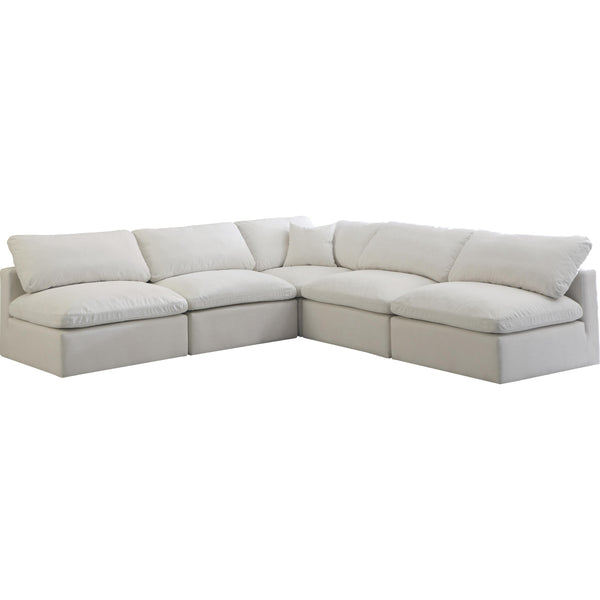 Meridian Plush Cream Velvet Standard Comfort Modular Sectional IMAGE 1