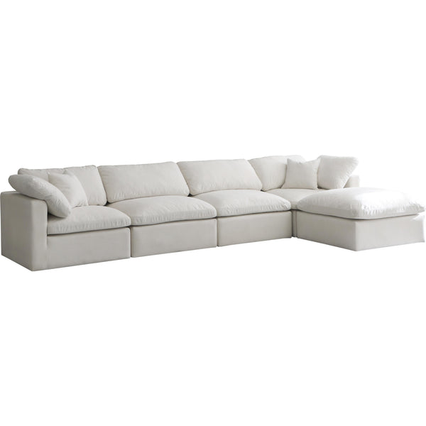 Meridian Plush Cream Velvet Standard Comfort Modular Sectional IMAGE 1