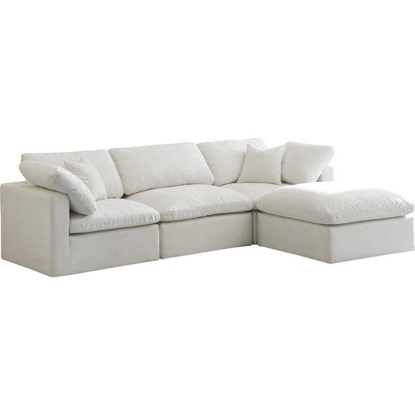 Meridian Plush Cream Velvet Standard Comfort Modular Sectional IMAGE 1