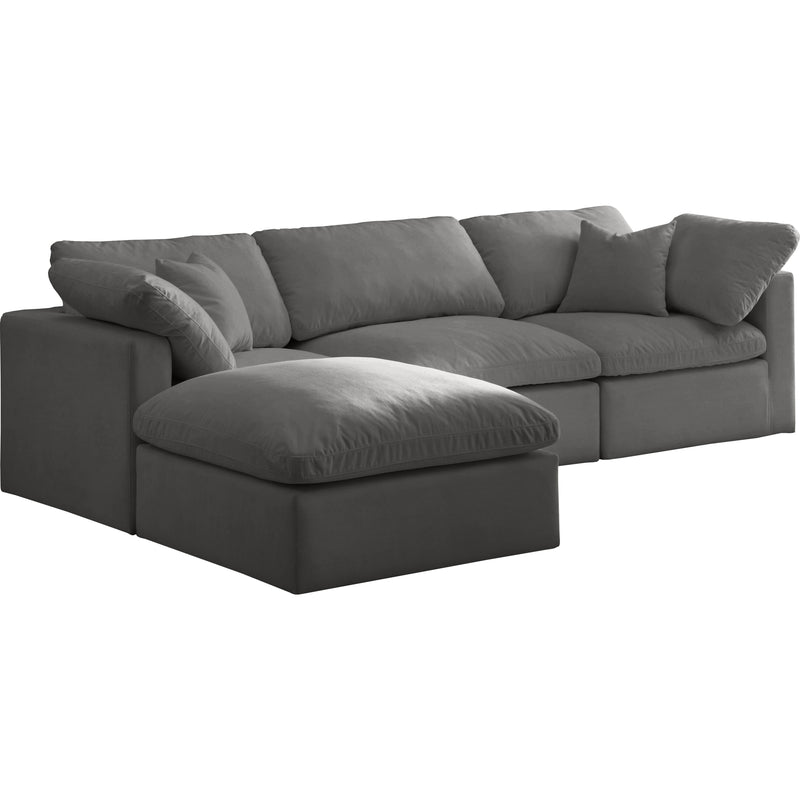 Meridian Plush Grey Velvet Standard Comfort Modular Sectional IMAGE 2