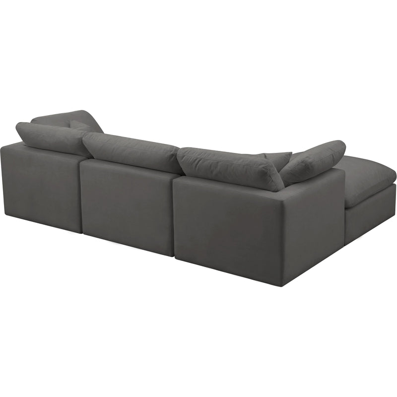 Meridian Plush Grey Velvet Standard Comfort Modular Sectional IMAGE 4