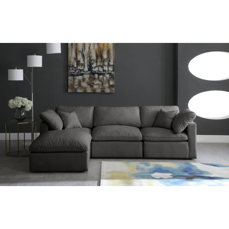 Meridian Plush Grey Velvet Standard Comfort Modular Sectional IMAGE 7