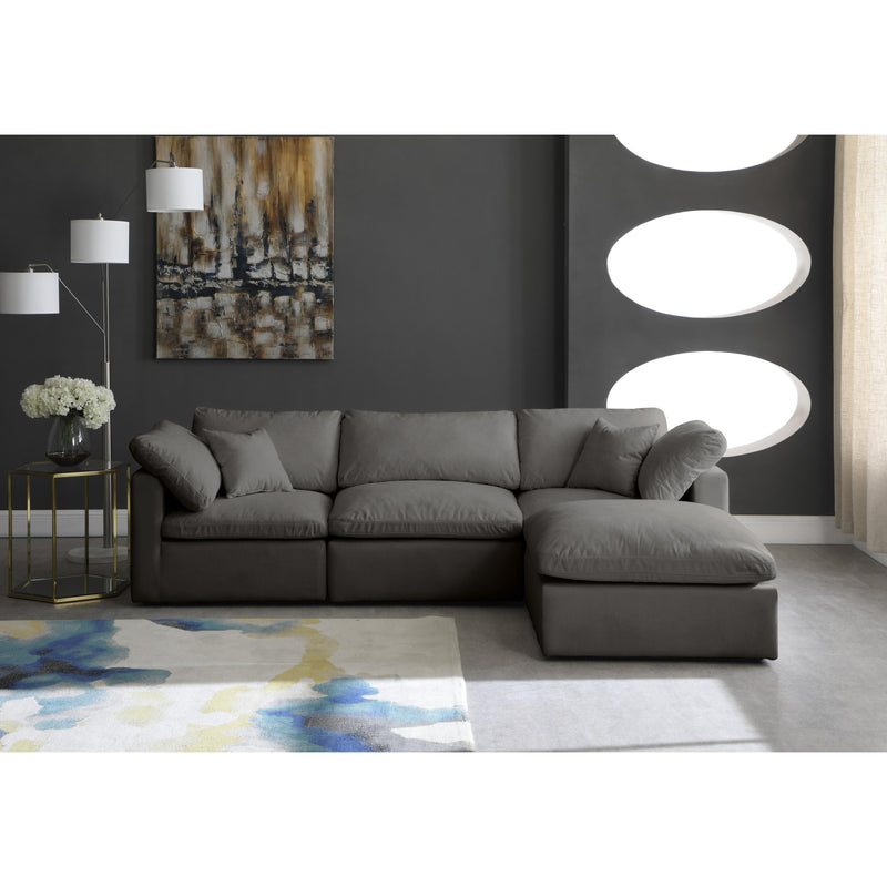 Meridian Plush Grey Velvet Standard Comfort Modular Sectional IMAGE 8