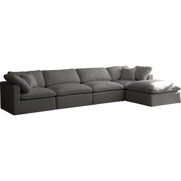 Meridian Plush Grey Velvet Standard Comfort Modular Sectional IMAGE 1