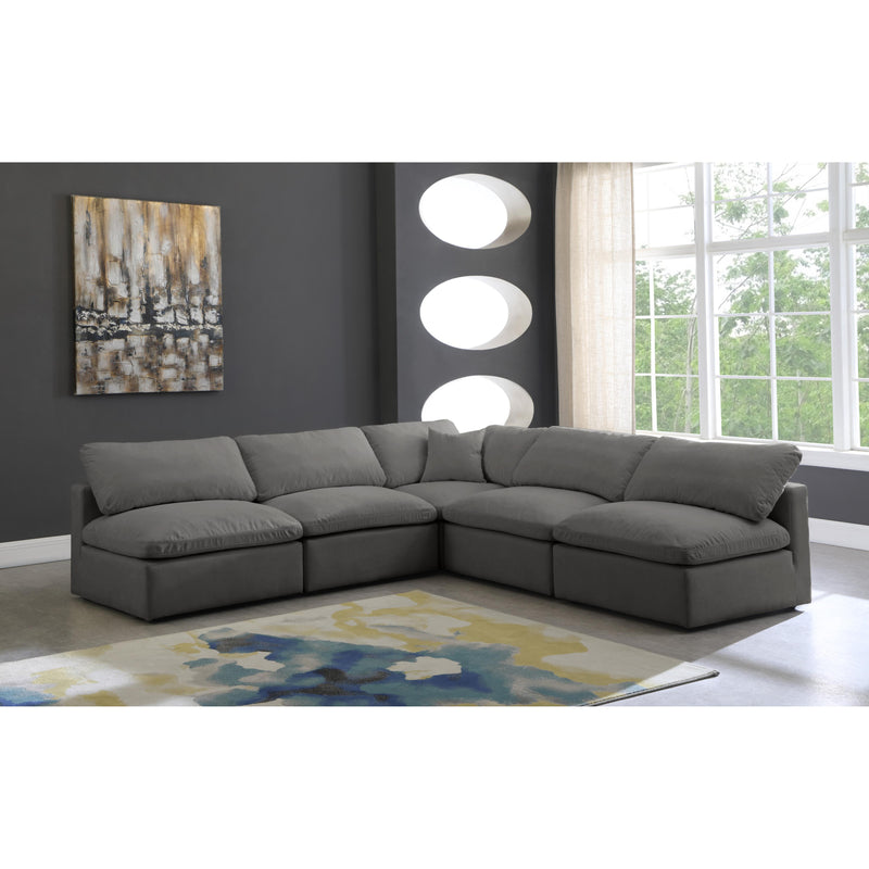 Meridian Plush Grey Velvet Standard Comfort Modular Sectional IMAGE 3