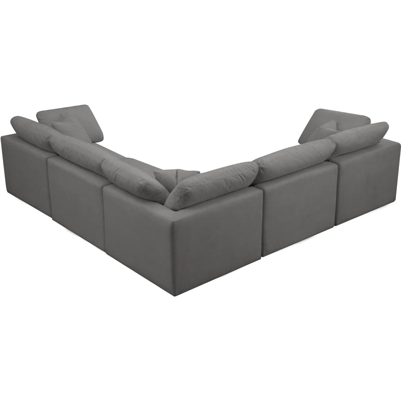 Meridian Plush Grey Velvet Standard Comfort Modular Sectional IMAGE 2