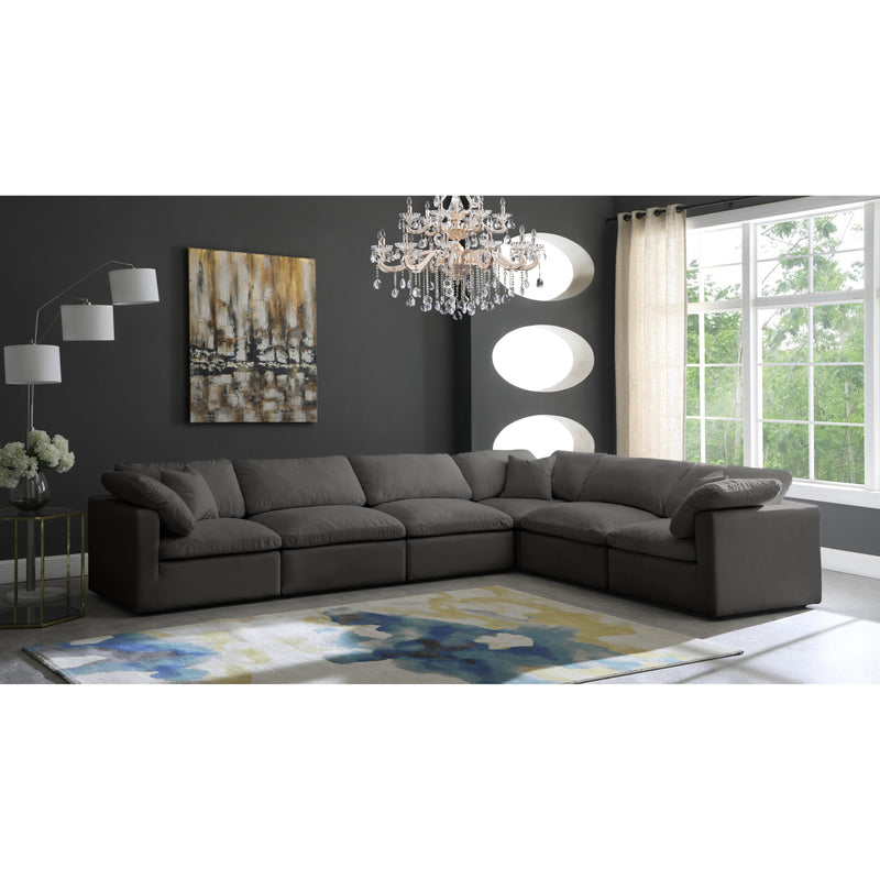 Meridian Plush Grey Velvet Standard Comfort Modular Sectional IMAGE 3