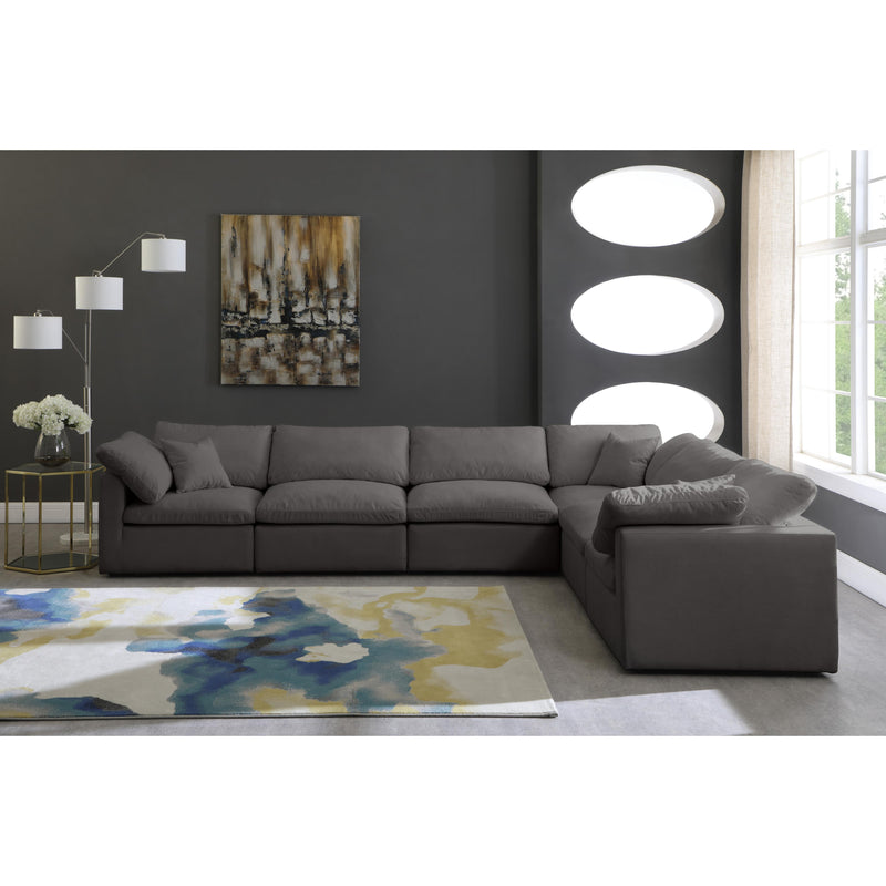 Meridian Plush Grey Velvet Standard Comfort Modular Sectional IMAGE 4