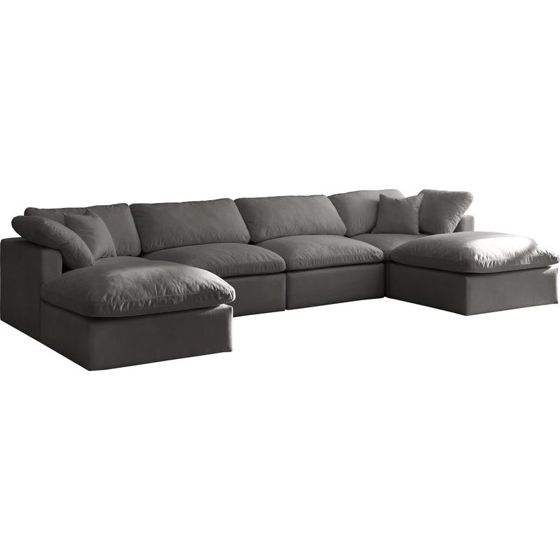 Meridian Plush Grey Velvet Standard Comfort Modular Sectional IMAGE 1