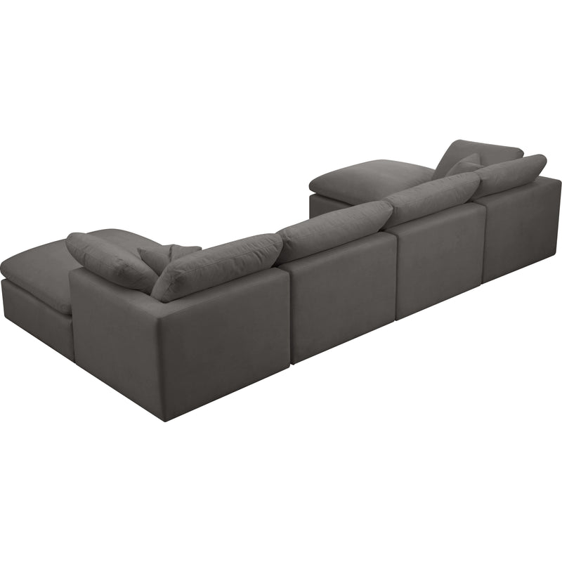 Meridian Plush Grey Velvet Standard Comfort Modular Sectional IMAGE 2