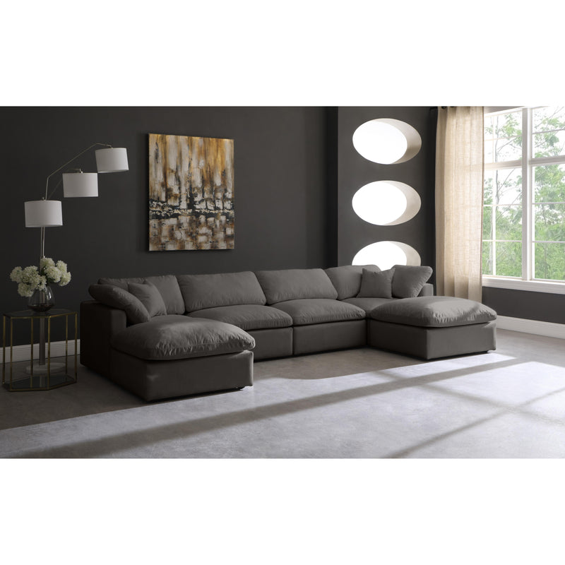 Meridian Plush Grey Velvet Standard Comfort Modular Sectional IMAGE 3