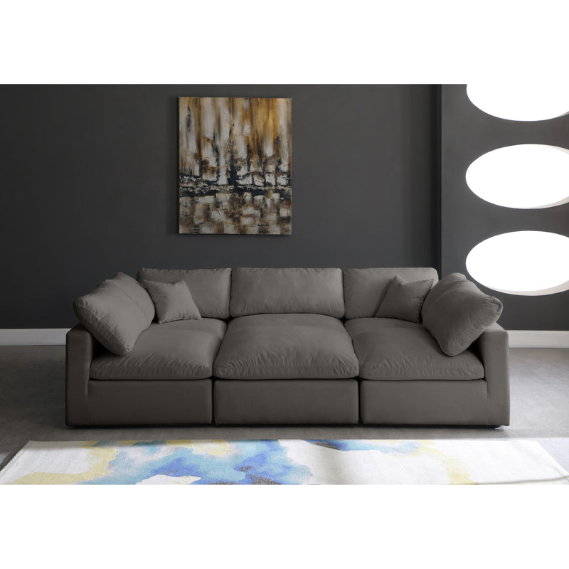 Meridian Plush Grey Velvet Standard Comfort Modular Sectional IMAGE 4