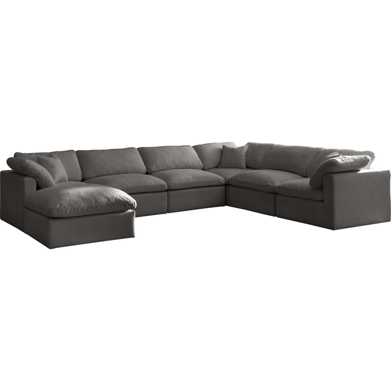 Meridian Plush Grey Velvet Standard Comfort Modular Sectional IMAGE 1