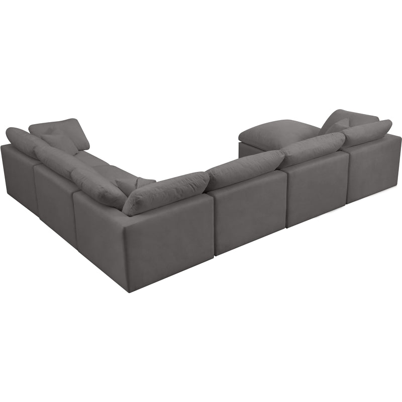 Meridian Plush Grey Velvet Standard Comfort Modular Sectional IMAGE 2