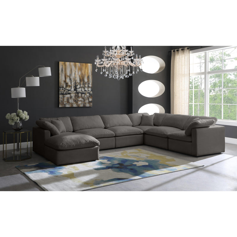 Meridian Plush Grey Velvet Standard Comfort Modular Sectional IMAGE 3