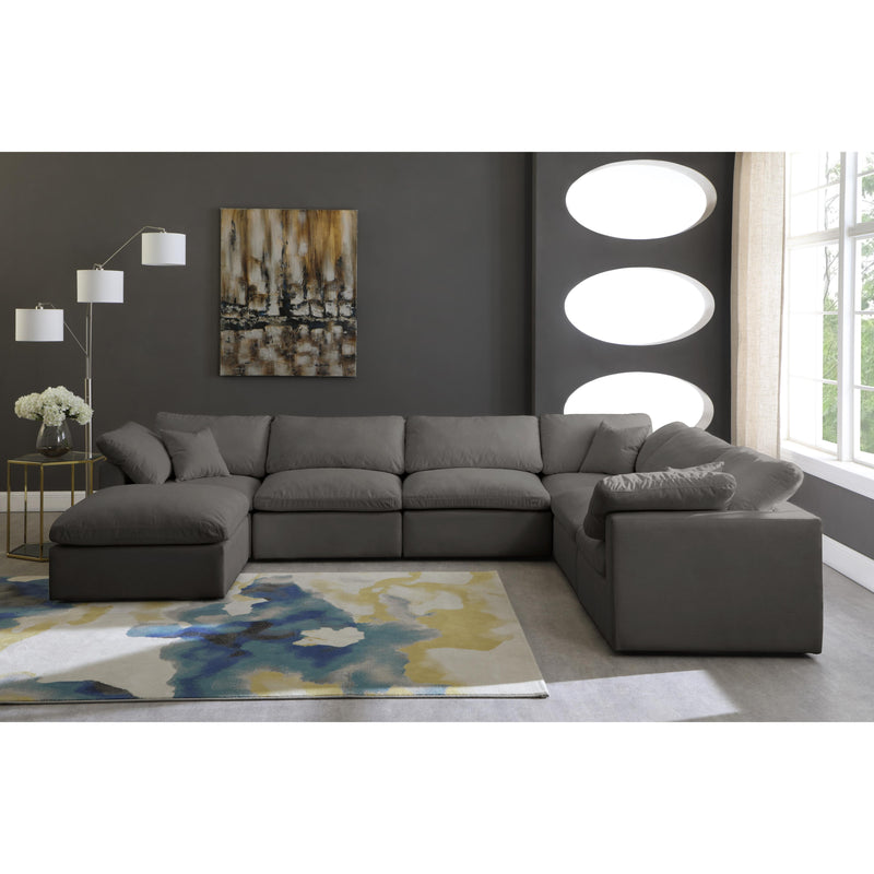 Meridian Plush Grey Velvet Standard Comfort Modular Sectional IMAGE 4