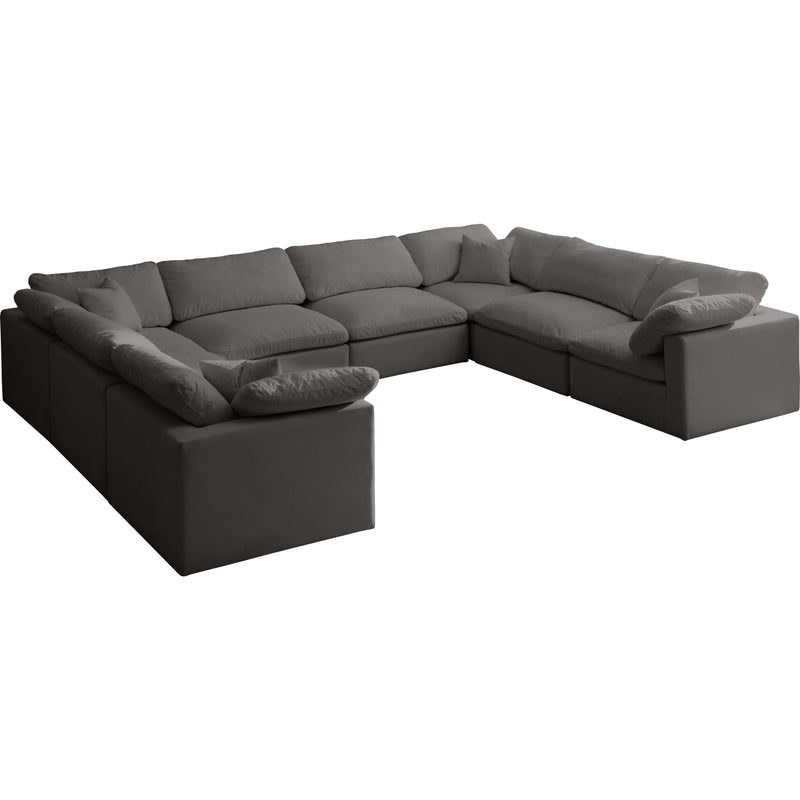 Meridian Plush Grey Velvet Standard Comfort Modular Sectional IMAGE 1