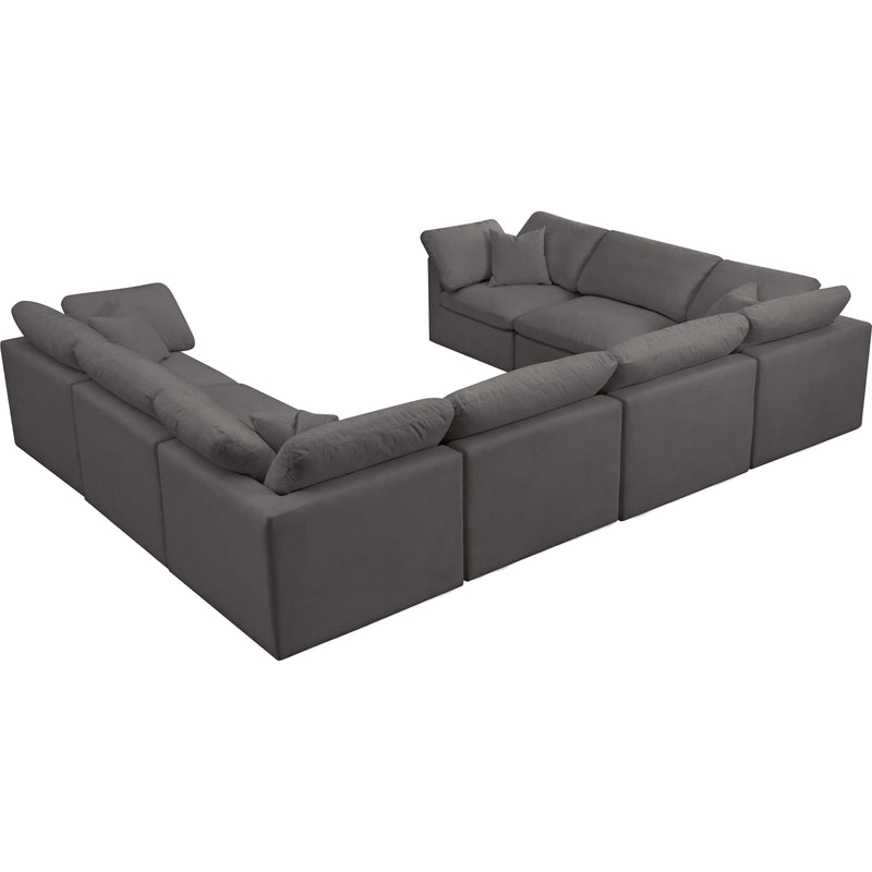 Meridian Plush Grey Velvet Standard Comfort Modular Sectional IMAGE 2