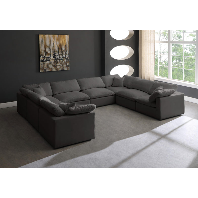 Meridian Plush Grey Velvet Standard Comfort Modular Sectional IMAGE 3