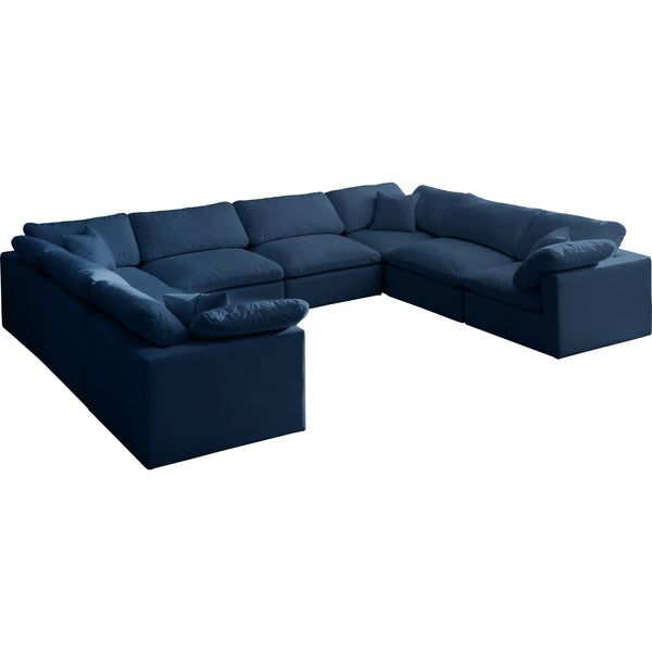 Meridian Plush Navy Velvet Standard Comfort Modular Sectional IMAGE 1