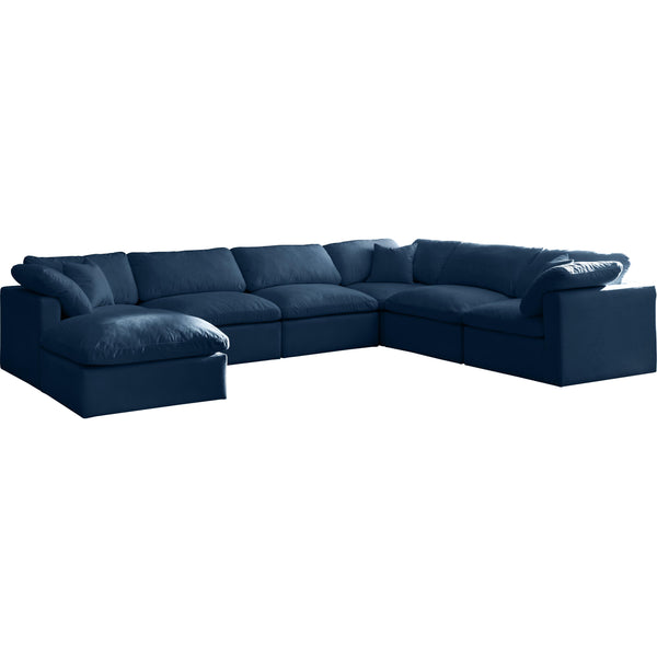 Meridian Plush Navy Velvet Standard Comfort Modular Sectional IMAGE 1