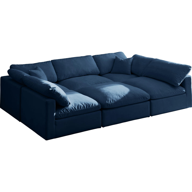 Meridian Plush Navy Velvet Standard Comfort Modular Sectional IMAGE 1