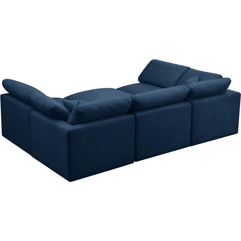 Meridian Plush Navy Velvet Standard Comfort Modular Sectional IMAGE 2