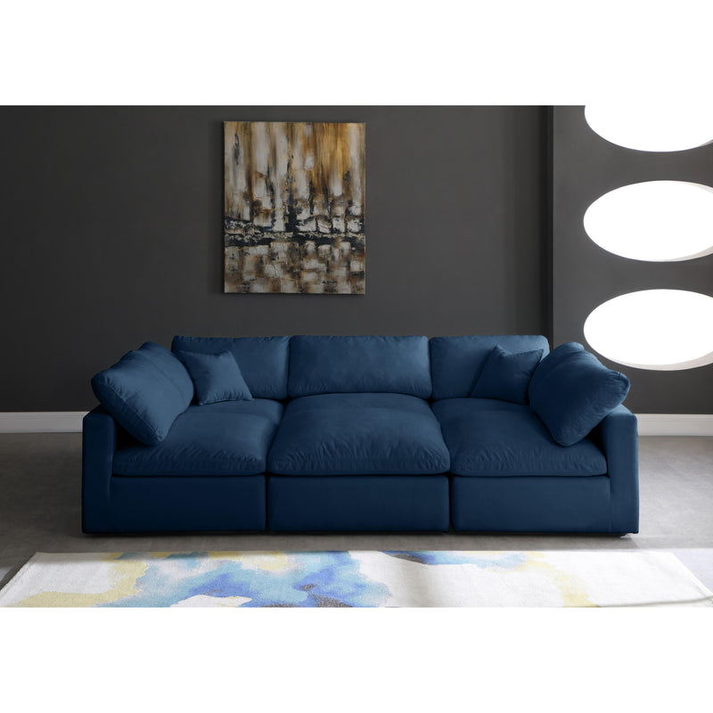 Meridian Plush Navy Velvet Standard Comfort Modular Sectional IMAGE 3