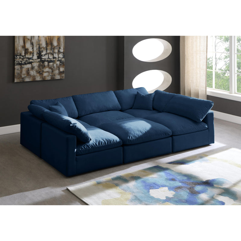 Meridian Plush Navy Velvet Standard Comfort Modular Sectional IMAGE 4