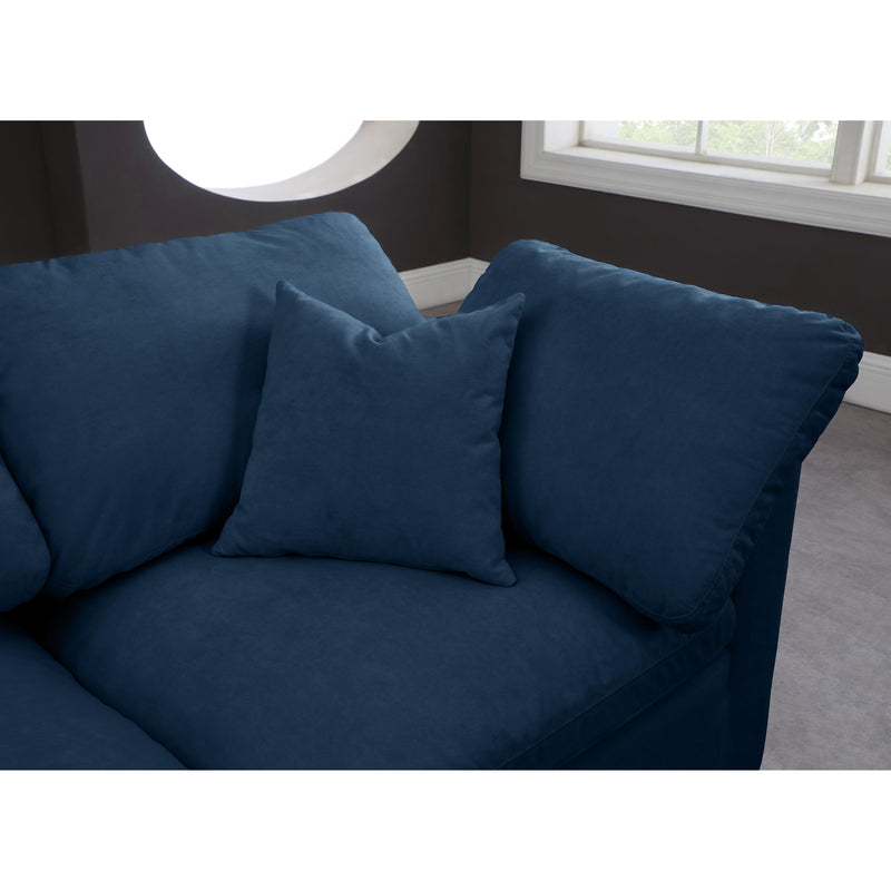 Meridian Plush Navy Velvet Standard Comfort Modular Sectional IMAGE 5