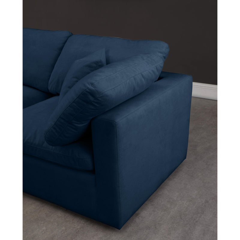 Meridian Plush Navy Velvet Standard Comfort Modular Sectional IMAGE 6