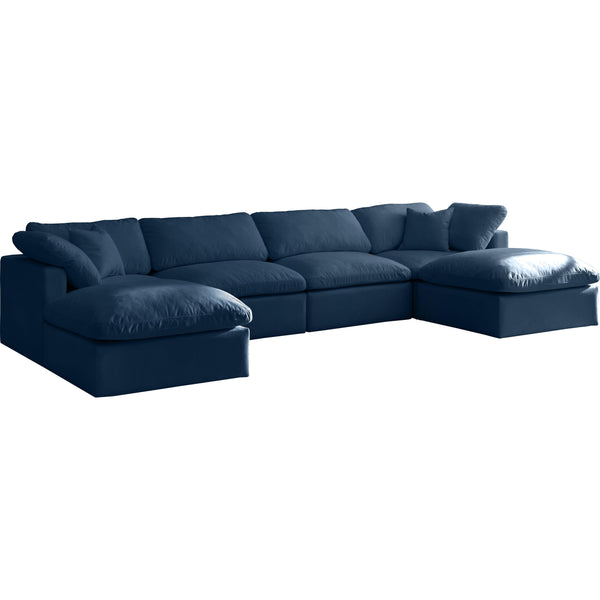 Meridian Plush Navy Velvet Standard Comfort Modular Sectional IMAGE 1