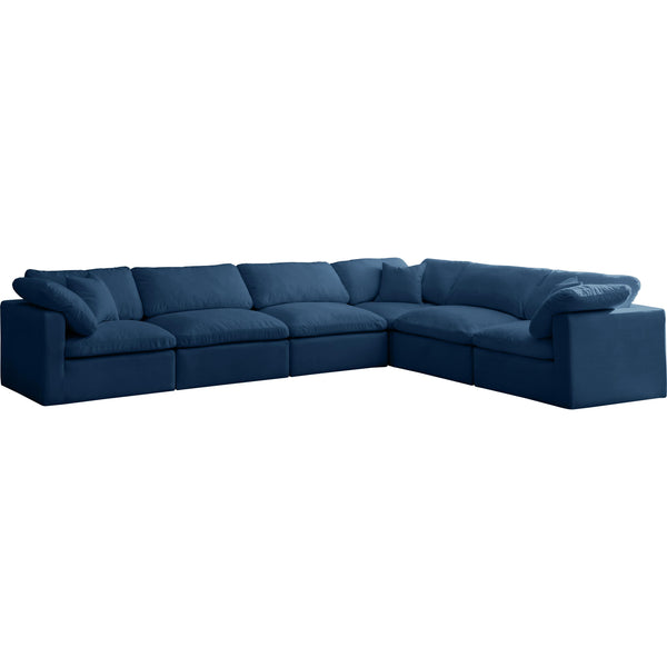 Meridian Plush Navy Velvet Standard Comfort Modular Sectional IMAGE 1