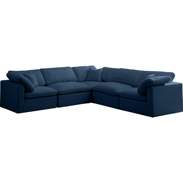 Meridian Plush Navy Velvet Standard Comfort Modular Sectional IMAGE 1