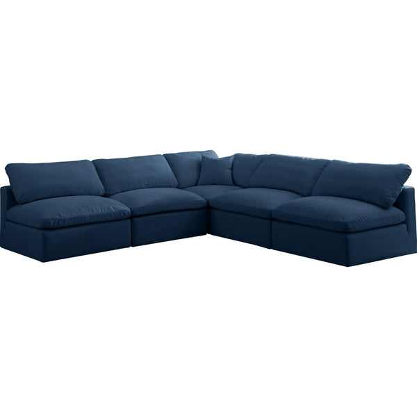 Meridian Plush Navy Velvet Standard Comfort Modular Sectional IMAGE 1