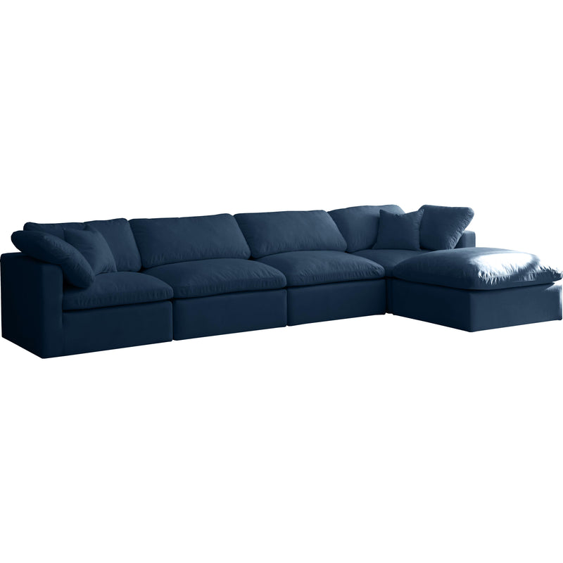 Meridian Plush Navy Velvet Standard Comfort Modular Sectional IMAGE 1