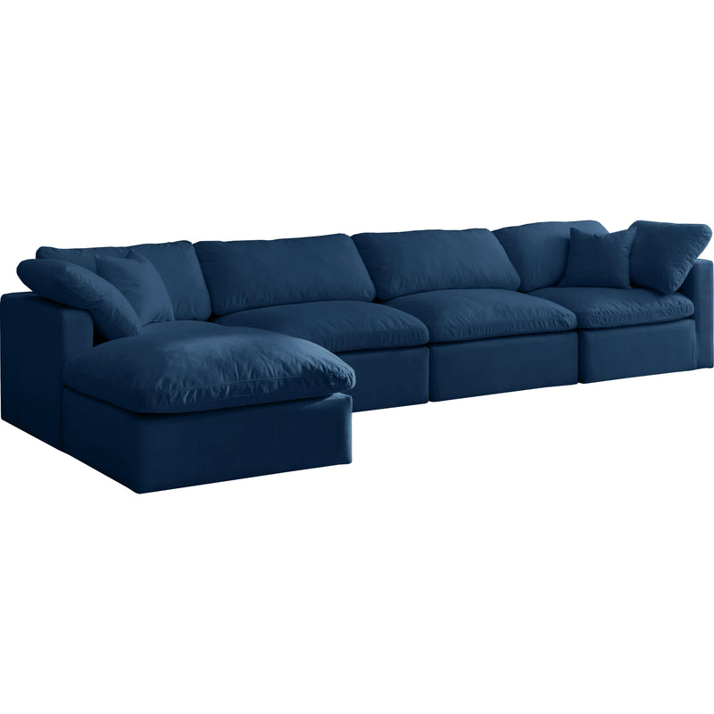 Meridian Plush Navy Velvet Standard Comfort Modular Sectional IMAGE 2