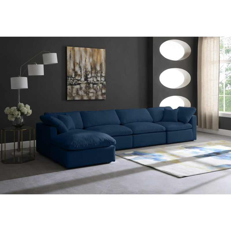 Meridian Plush Navy Velvet Standard Comfort Modular Sectional IMAGE 4