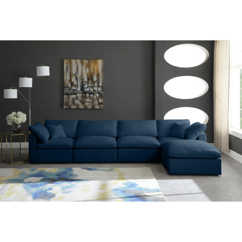 Meridian Plush Navy Velvet Standard Comfort Modular Sectional IMAGE 5