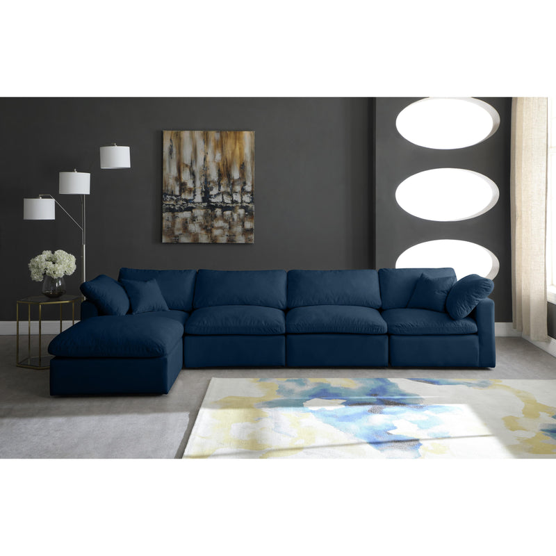 Meridian Plush Navy Velvet Standard Comfort Modular Sectional IMAGE 6